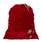 Sunnywood Santa Bag Extra Large and Stretchy Velour Bag with Golden Drawstring and Snowflake Design