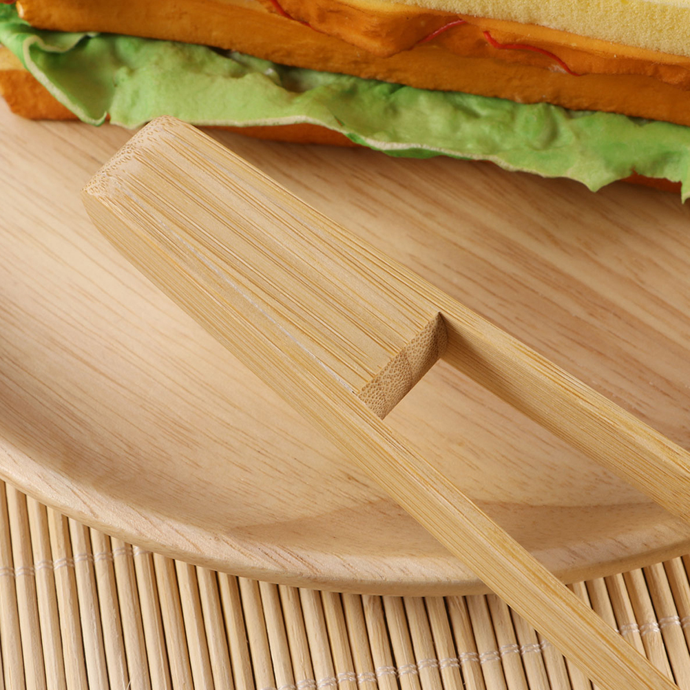 FRCOLOR Bamboo Toaster Tongs for Cooking and Baking Lightweight Ergonomic Design Dishwasher Safe Beige 2pcs