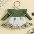 thumbnail image 4 of POINTERTECK Bébé Bébé Filles Robe Romper Fleurs Broderie Manches Longues Maille Dentelle Combinaisons Bandeau, 4 of 9