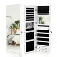 thumbnail image 1 of Gymax Wall Door Mounted Jewelry Armoire with LED Lights and Makeup Rack, White, 1 of 10
