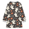 thumbnail image 6 of Girls' long-sleeved dress Halloween Ghost Stars Girls' A-line dress with ribbed cuffs Soft and comfortable, 6 of 6