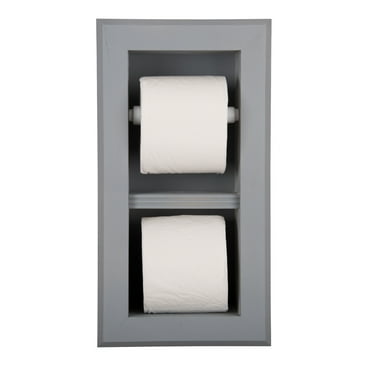 Boreas Recessed Solid Wood Double Toilet Paper Holder 7 x 14.5 - Primed Gray
