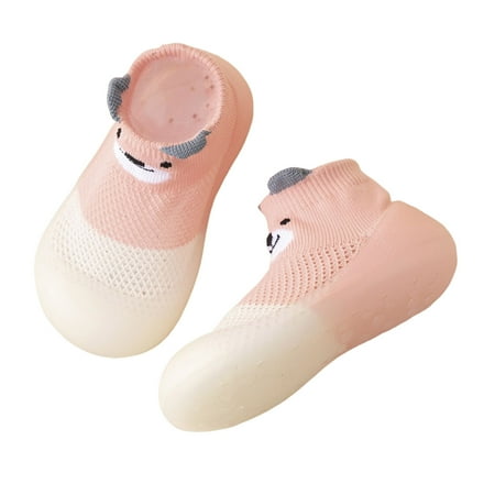 

Rgdypko Baby Girl Boy Shoes Comfort Outdoor Fashion Sneakers Socks Toddler Floor Socks Cartoon Pig Patchwork Color Mesh Breathable Outwear Casual Sneaker
