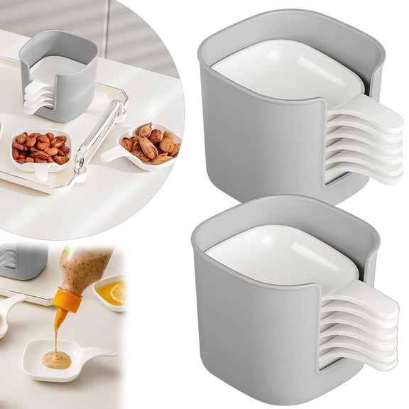 2 Set Dipping Sauce Plate And Holder Set, Plastic Dipping Dish, Soy Sauce Dish, Mini Dipping Bowls with Handle, for ketchup, Soy, Barbecue and Party Dinner