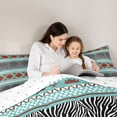 thumbnail image 4 of Erosebridal Bohemian Aztec Full Size Comforter Sets, Zebra Print Bedding Sets, Teal Orange White Black, Reversible 3 Pieces, 1 Comforter and 2 Pillowcases, 4 of 6