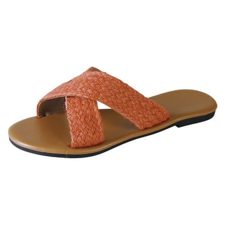 

PEASKJP Sandals for Women Dressy Womens Strappy Gladiator Flat Sandal Square Open Toe Studded T Strap Rivet Slingback Buckle Beach Sandals (Red 6.5)
