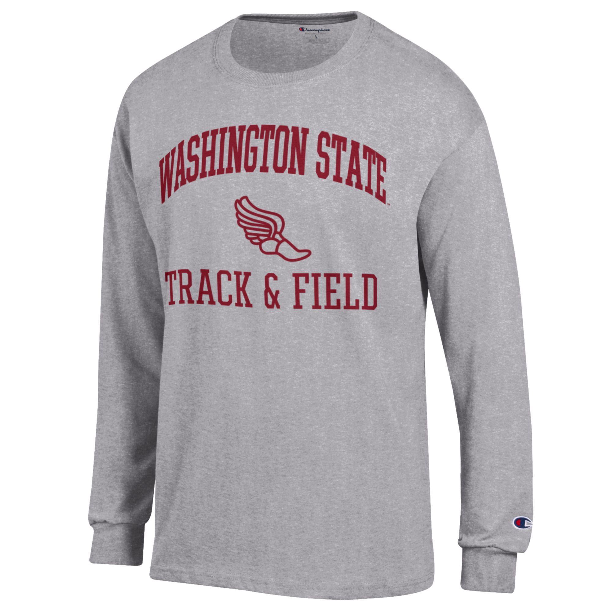 Men's Champion  Gray Washington State Cougars Track & Field Icon Long Sleeve T-Shirt