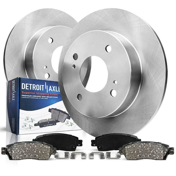 Detroit Axle - Front Brake Kit for Jeep 2013-2017 Wrangler 2018 Wrangler JK 13.07 " inch Drilled and Slotted Disc Brake Rotors Ceramic Brakes Pads with Hardware Replacement