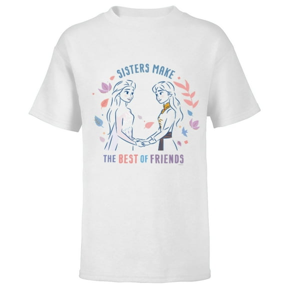 Disney Frozen Anna and Elsa Sister Make the Best of Friends - Short Sleeve T-Shirt for Kids - Customized-White