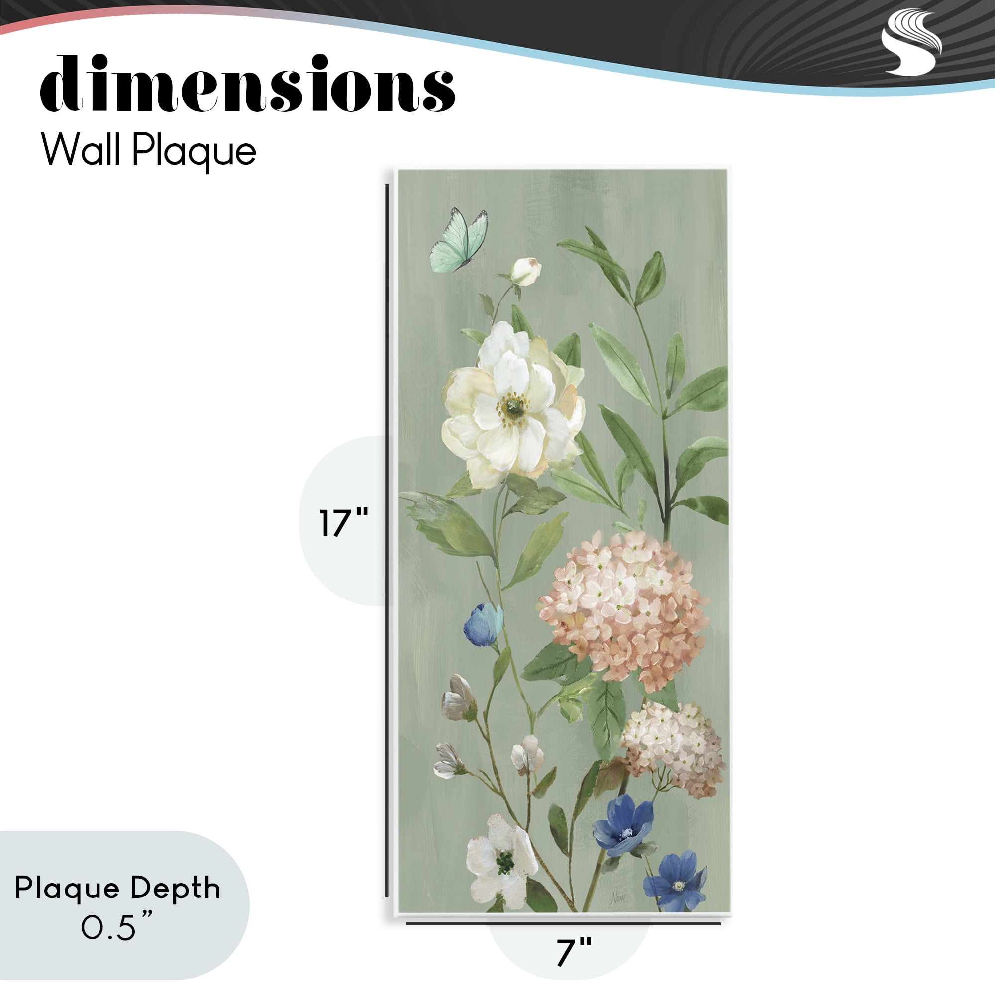 Stupell Industries Mint Floral Cluster & Butterfly Wall Plaque Art, design by Nan