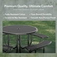 thumbnail image 7 of Chery Industrial 46" Expanded Metal Round Picnic Table with 4 Benches & Umbrella Hole, Outside Table and Bench Set for Park, Garden, Backyard, Patio, Black, 7 of 7