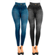 thumbnail image 1 of Pack de 2 Leggins Mujer Unitalla Mezclilla Faja Alta Estilo Pantalón Mezclilla Jegging Tiro Alto, Mallon licra Cómodos Elásticos, 1 of 5