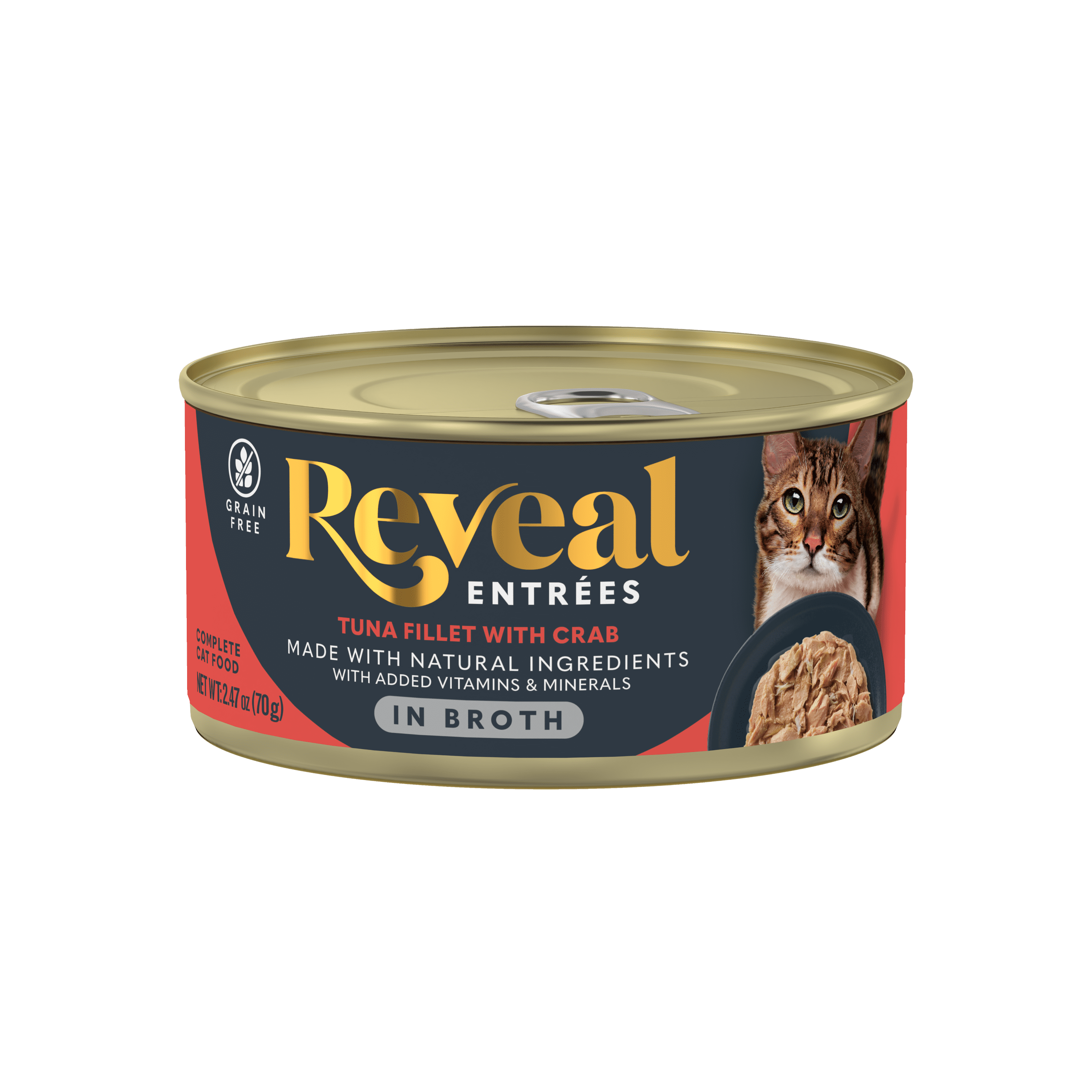 (24 pack) Reveal Pet Food Entrees Natural Wet Cat Food Tuna Fillet with Crab in Broth 2...