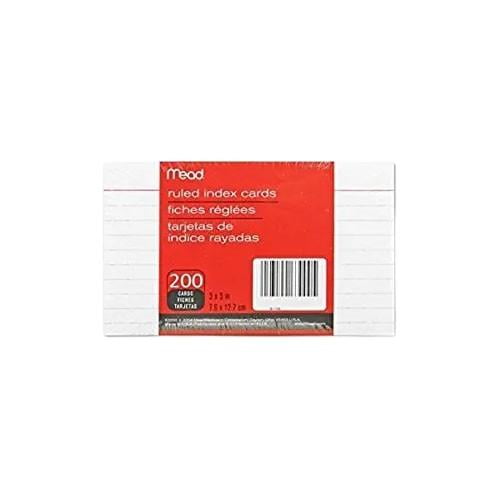 Mead Ruled Index Cards, 3" x 5", Pack of 200 (63281)