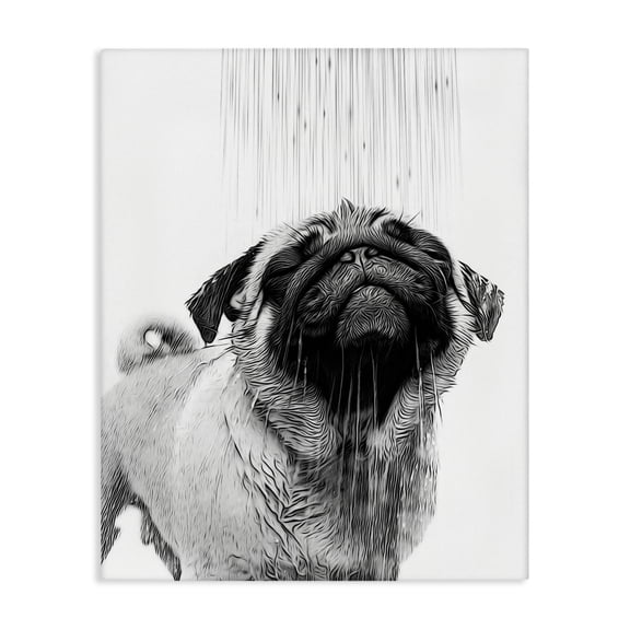 Stupell Industries Modern Pug Bathroom Splash Canvas Art, 24 x 30, by Annalisa Latella