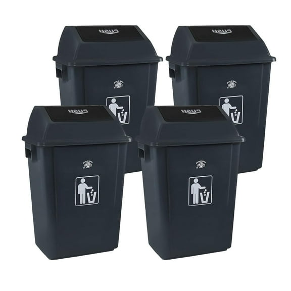 18 Gallon Large Trash Can with Lid, Outdoor Plastic Garbage Bins with Lids, 4 Packs
