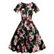 thumbnail image 4 of Puntoco Vestido De Manga Corta Con Cuello En V, Vestido De Fiesta Con Estampado Retro Estilo Hepburn De Manga Corta Con Cuello En V Para Mujer Negro L, 4 of 7