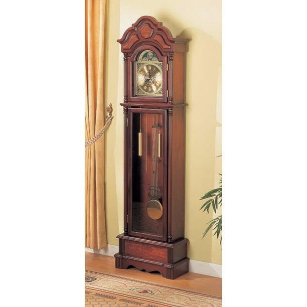 Oldstyle Wooden Grandfather Clock with Chime, Brown
