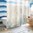 thumbnail image 5 of No Hook Shower Curtain, Blue Seahorse Coastal Shower Curtains for Bathroom with See Through Top Window, Summer Beach Nautical Ocean Coral Vintage Waterproof & Washable Bath Curtain Standard 72"x72", 5 of 9