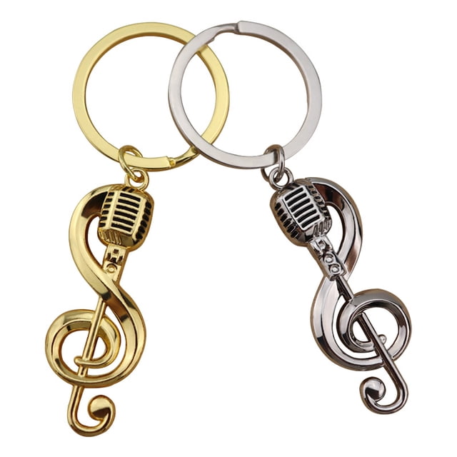 Set de llaveros Creative Music Note y micrófono de metal