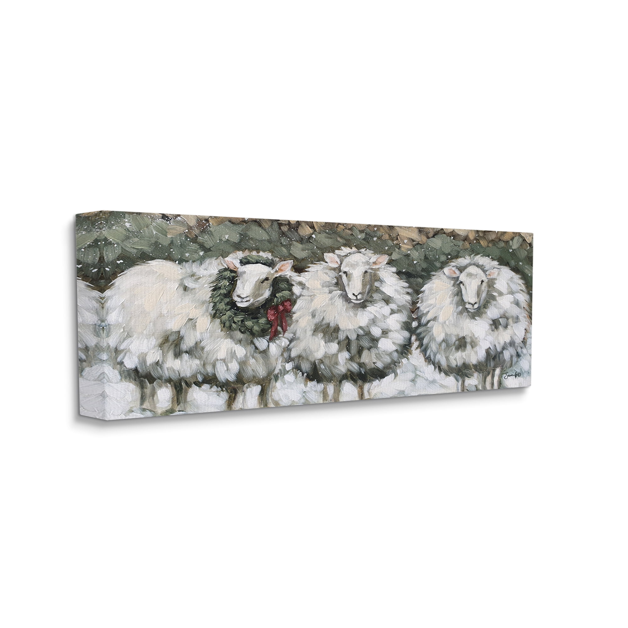 Stupell Seasonal Winter Sheep Farmhouse Snow Animals & Insects Painting Gallery Wrapped Canvas Print Wall Art