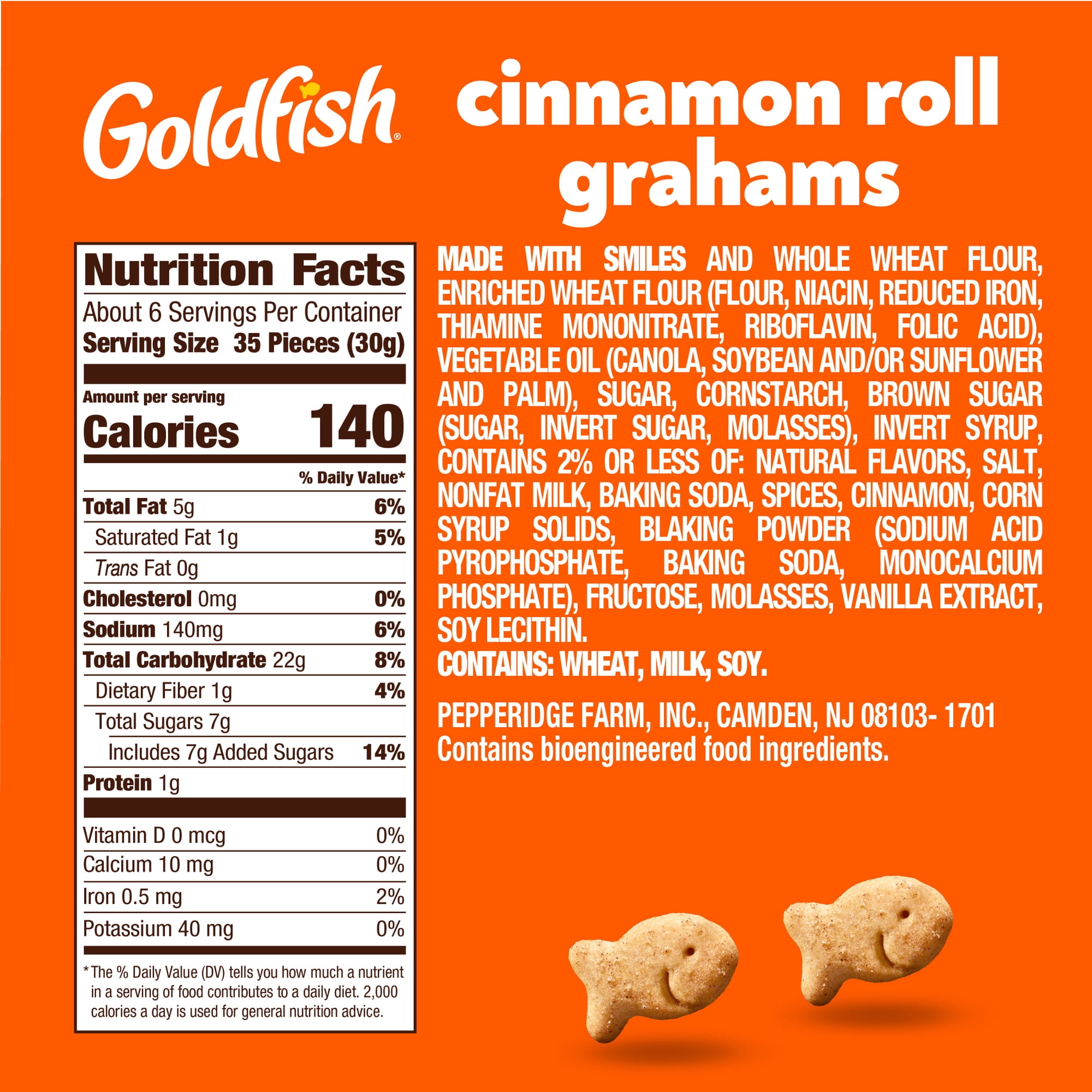 Goldfish Grahams Cinnamon Roll Baked Snack Crackers, 6.6 oz Bag