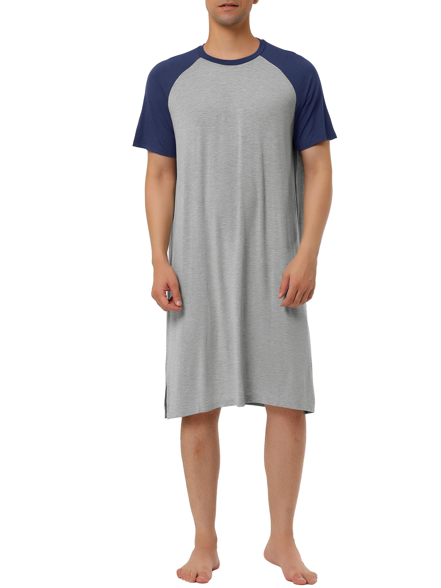 Unique Bargains Men's Nightshirt Raglan Sleeves Lounge Nightgown