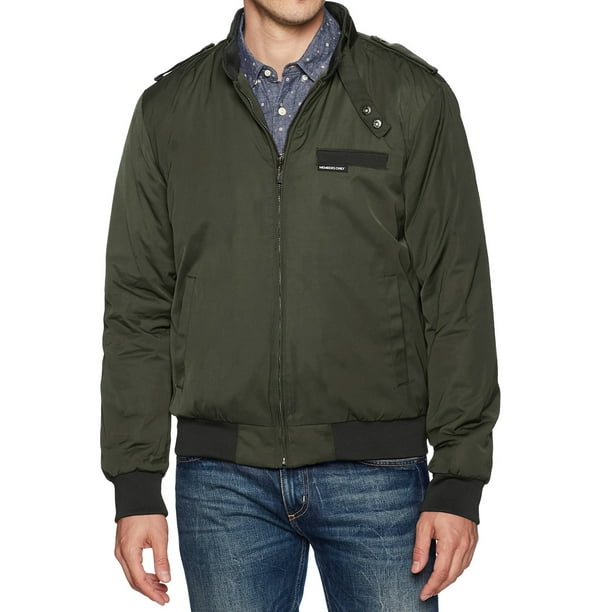 Members Only Men's Heavy Iconic Racer Quilted Lining Jacket-Grn 