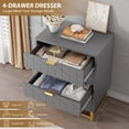 thumbnail image 4 of EastVita Modern 4 Drawer Dresser Wide Chest with Gold Metal Legs and Handles Wood Storage Organizer for Bedroom Living Room Hallway Grey, 4 of 6