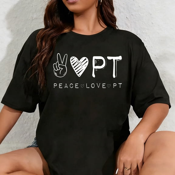 100% Cotton Unisex Peace Love PT Shirt, Physical Therapist Therapy Gift T-Shirt