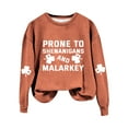 thumbnail image 2 of St Patricks Day Shirt Women Prone To Shenanigans And Malarkey Print Sweatshirt Green Irish Day Four Leaves Casual Womens Tops, 2 of 4