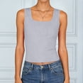 thumbnail image 2 of vigerkar Women's Scoop Neck Sleeveless Knit Ribbed Fitted Casual Crop Tank Top (Light Gray, L), 2 of 7