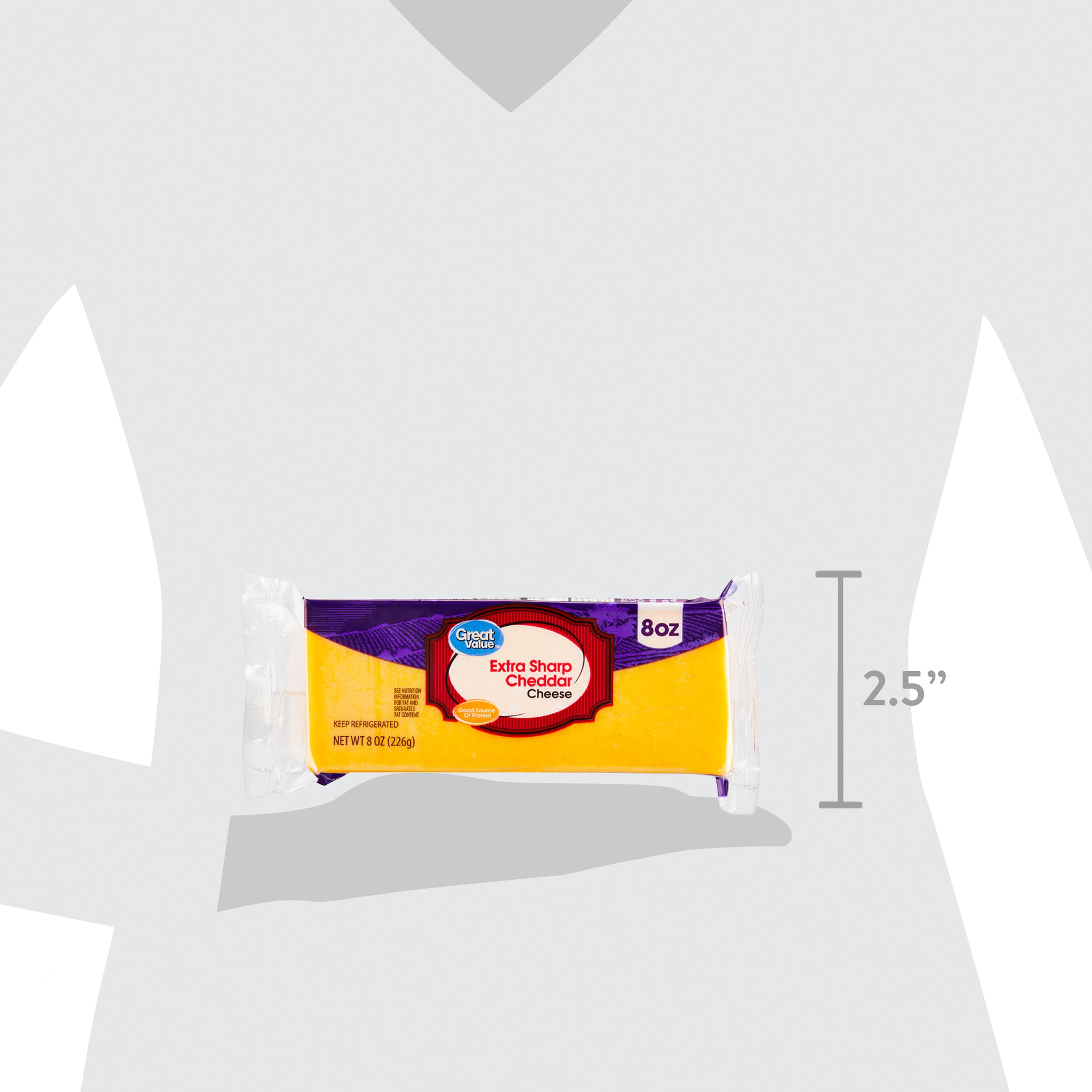 Great Value Extra Sharp Cheddar Block Cheese, 8 oz Chunk
