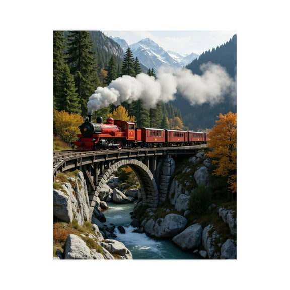 Paint by Numbers Kit for Adults, Red Train Scenic Mountain Journey Paint by Numbers, Easy Paint by Numbers Kit for Adults Beginner, DIY Adult Paint by Number Kits on Canvas, Home Decor