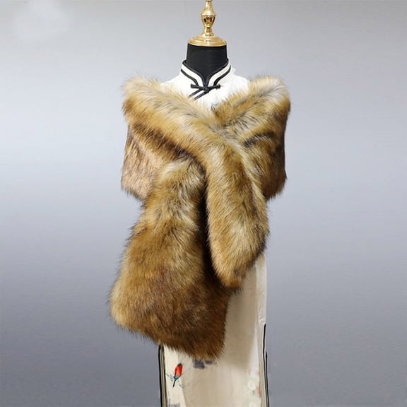 Faux Fur Shawl Wrap Stole Shrug Winter Bridal Wedding Cover Up