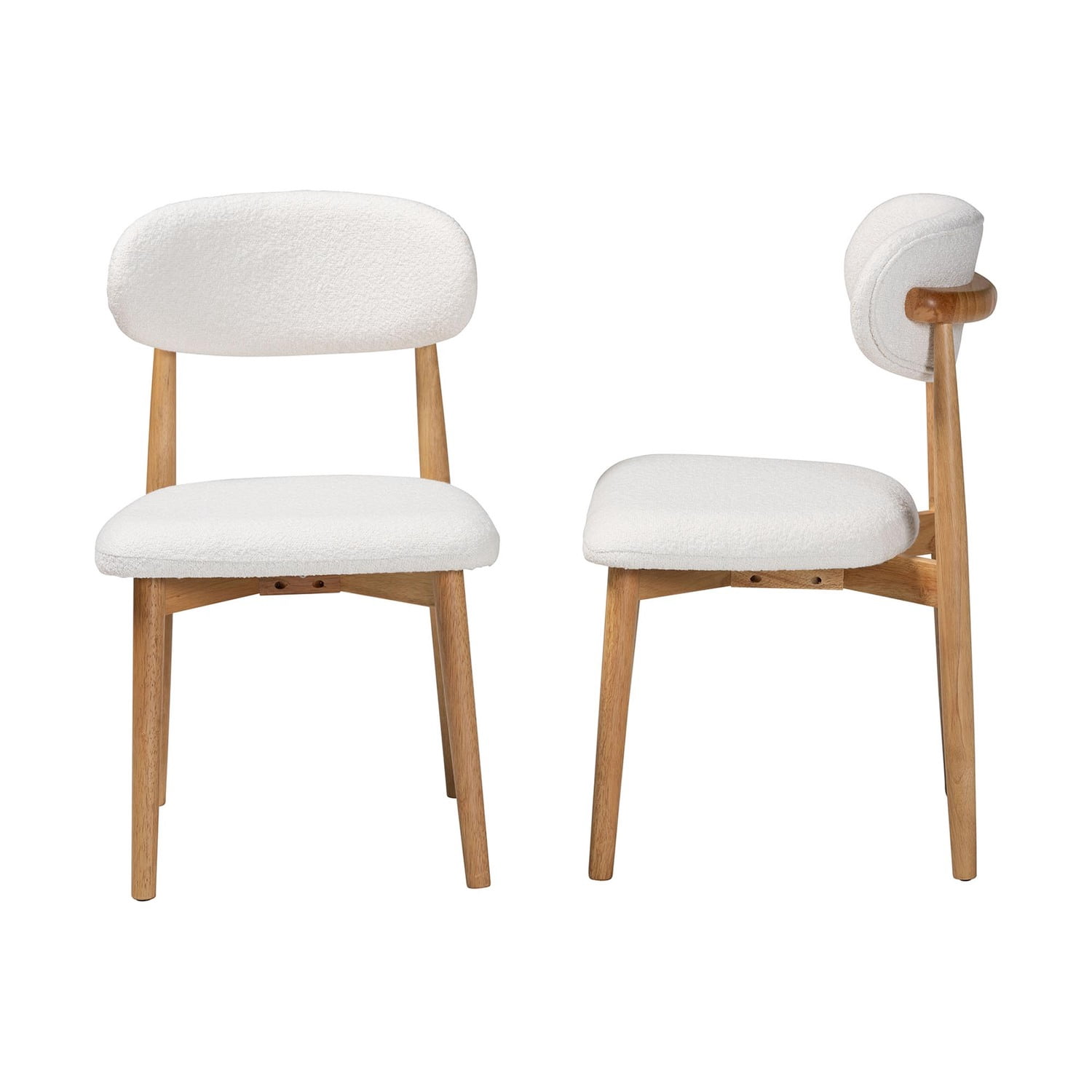 Baxton Studio Wattsu Boucle Upholstered Dining Chair Set of 2  Natural and White