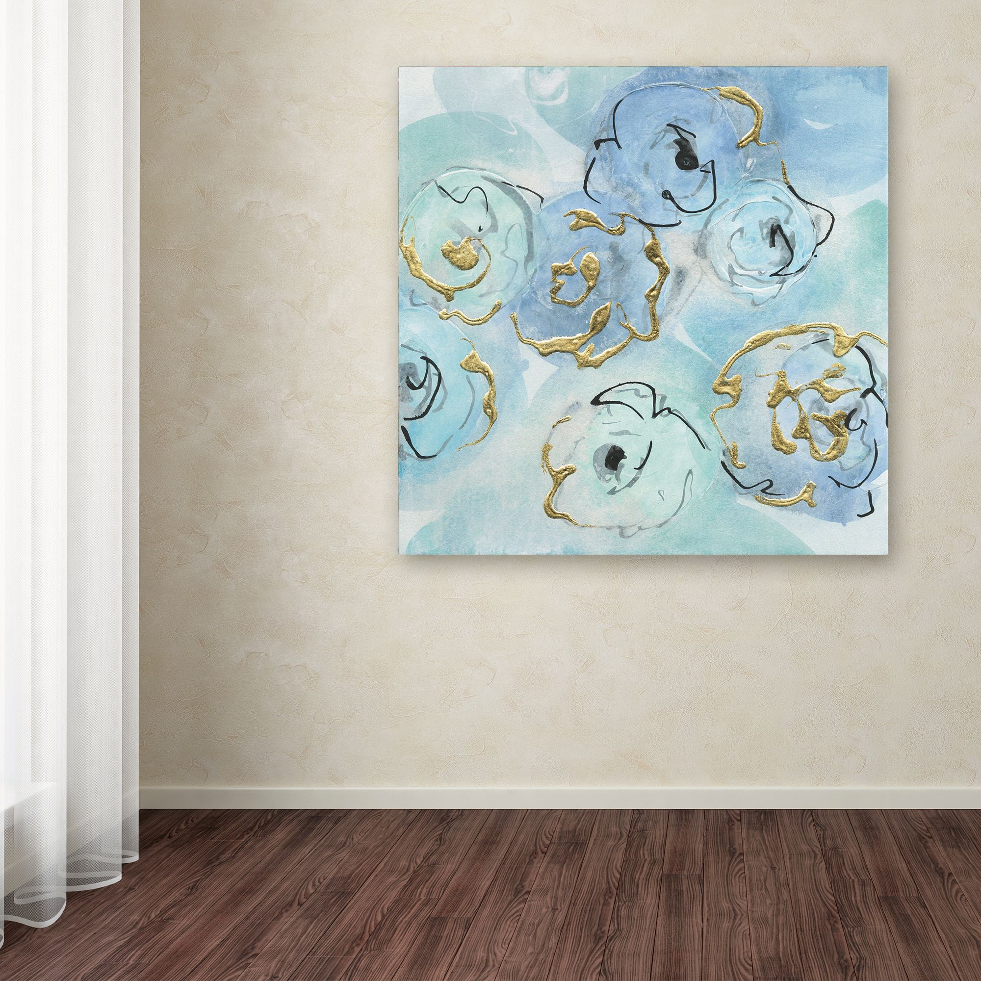 Trademark Fine Art 'Gold Edged Teal II' Canvas Art by Chris Paschke