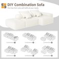 thumbnail image 5 of BISHE Modern Oversized Modular Sectional Sofa with Ottoman, Chaise Lounge, Armrest, 4 Pillows, Sparkling Chenille Fabric, 4 PCS DIY Tufted Sofa, No Assembly Required, White, 5 of 9
