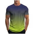 thumbnail image 3 of Pounoo T Shirts for Men Crew Neck Short Sleeve Solid Gradient Mens Shirts Regular Fit Outdoor Walking Breathable Mens Tops, 3 of 5
