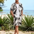 thumbnail image 2 of BLTIBY Men's Summer Beach Outfits 2 Piece Printed Short Sleeve Button Shirts and Drawstring Shorts Vacation Sets with Pockets Lightweight Black XXL, 2 of 8