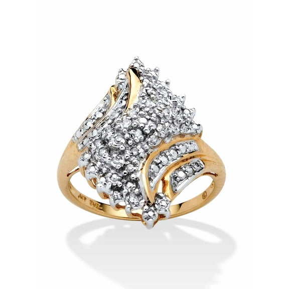 PalmBeach Jewelry 1/10 TCW Round Diamond Swirled Ring in Solid 10k Gold