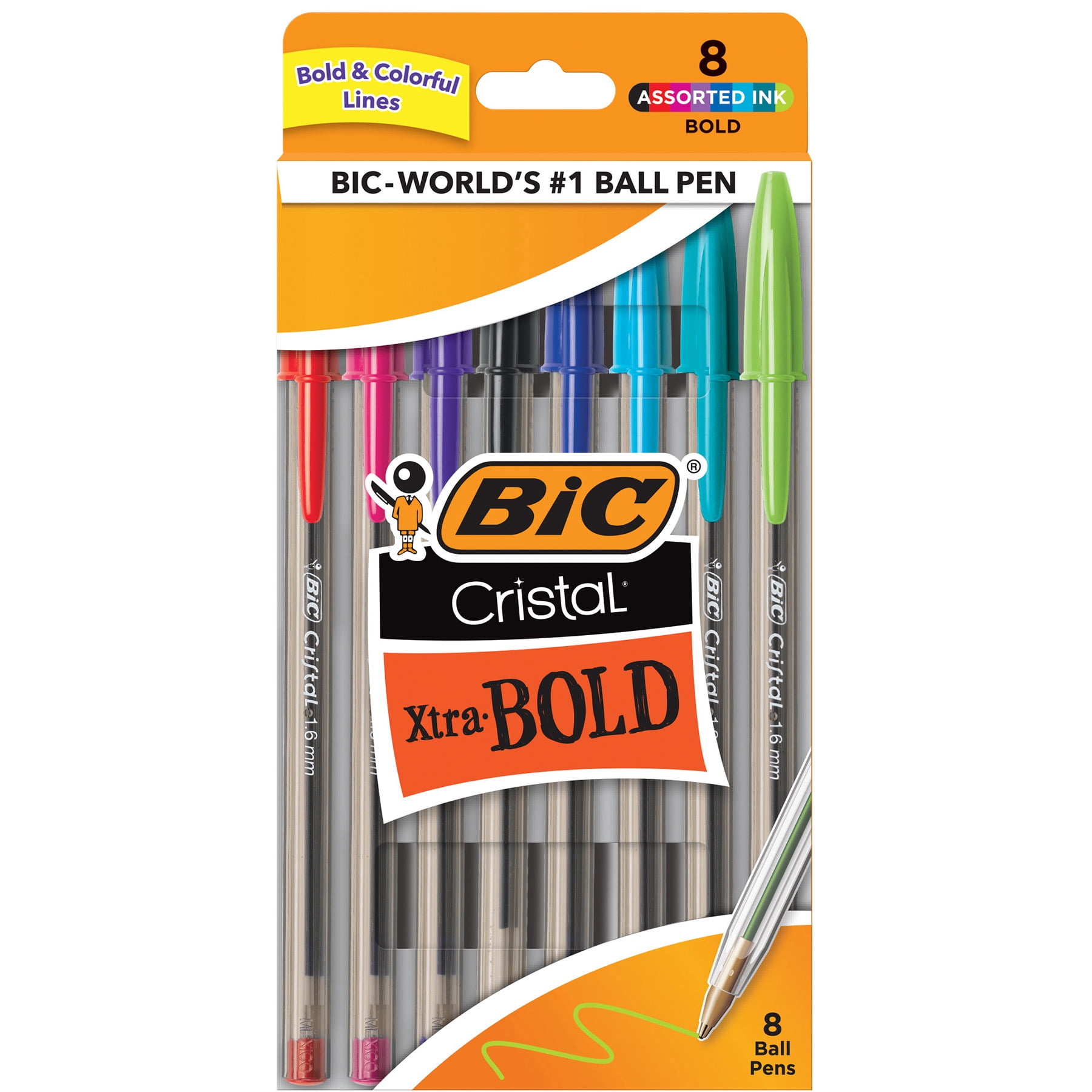BIC Cristal Xtra Bold Fashion Bold Point (1.6mm) 8 Per Pack, 6 Packs