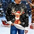 thumbnail image 2 of Men's Christmas Reindeer Snowman Penguin Santa and Snowflakes Sweater,Black,S, 2 of 7