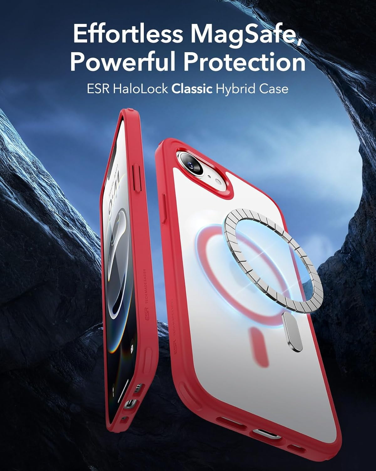 CRKMGS-for iPhone 16e Case, Compatible with MagSafe, Shockproof Military-Grade Protection, Magnetic Phone Case for iPhone 16e, Classic Hybrid Case (HaloLock),Frosted Red