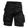 thumbnail image 2 of cllios Men's Outdoor Cargo Shorts Flat Front Baggy Shorts with Multi Pockets Solid Color Lightweight Hiking Shorts Black 32, 2 of 6