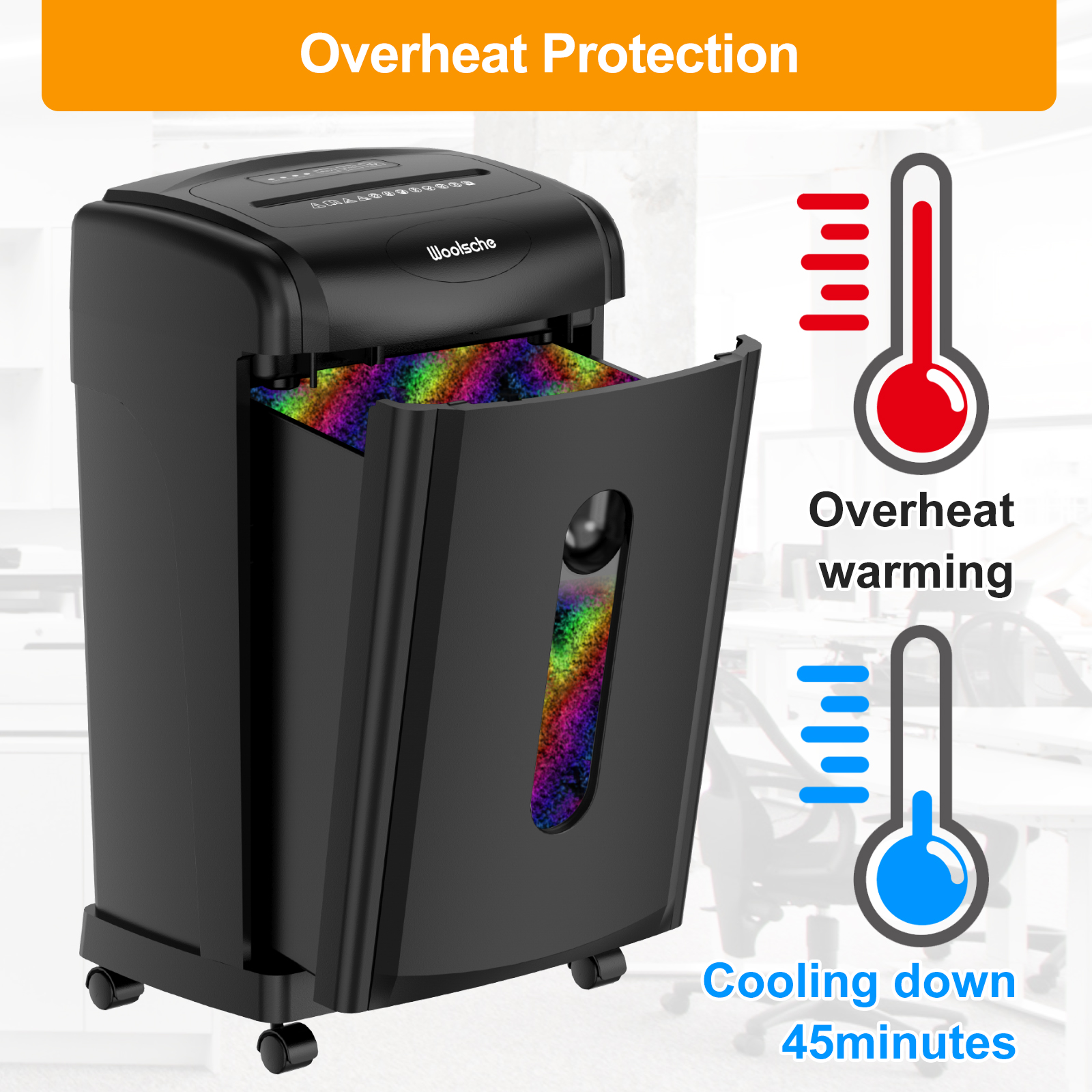 Paper Shredder 18-Sheet Cross Cut Shredder with 7.93-Gallon Pull Out Basket, P-4 Security Level