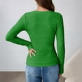 thumbnail image 5 of YYDGH Women's Long Sleeve T Shirts Crewneck Textured Fitted Basic Tee Tops Casual Solid Color Blouses Green L, 5 of 8