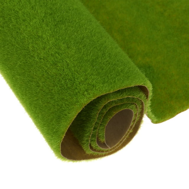 Uxcell 5pcs Artificial Model Grass Mat 14" x 20" Light Green Realistic Fake Turf for Garden, Lawn Decoration Model