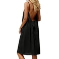 thumbnail image 3 of Women Dresses Spaghetti Strap V Neck Casual Sleeveless Sundress YS8131-Black XL, 3 of 8