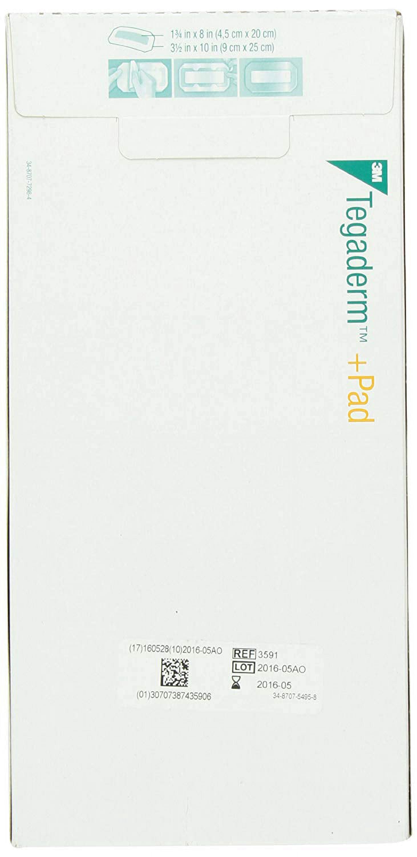 Tegaderm + Pad Film Dressing Non-Adherent Pad, 3½ in. x 10 in. (Box of 25 dressings)